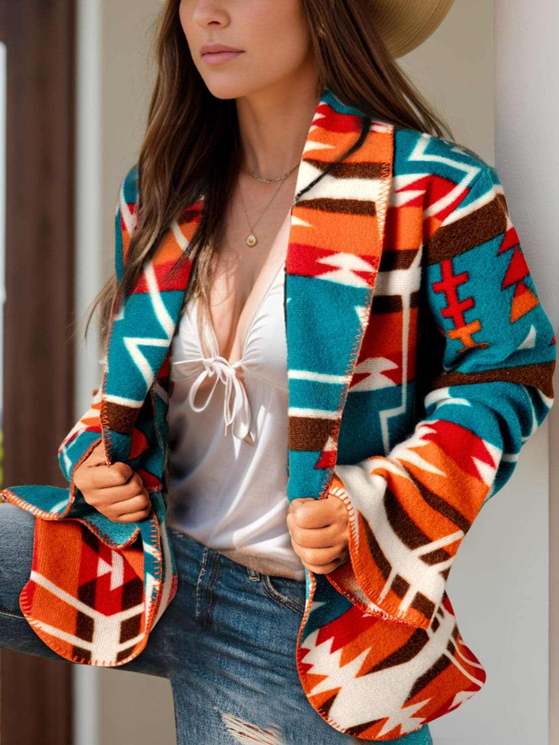 Chic long sleeve collared jacket - Love Salve